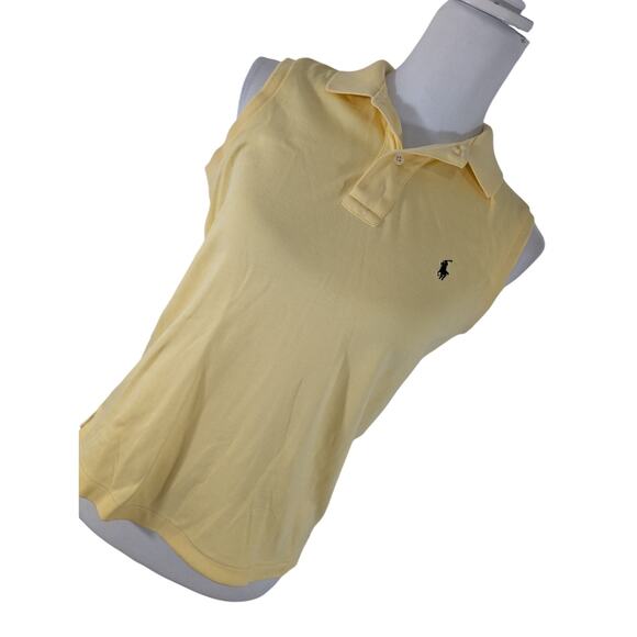 Ralph Lauren Tops - RALPH LAUREN SPORT! LEMON YELLOW CLASSIC SLEEVELESS 3 BUTTON LOGO TOP, SHIRT! S